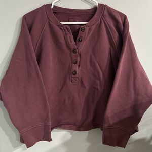 Madewell Betterterry Women's Manor Purple 1/2 Button-Up Crop